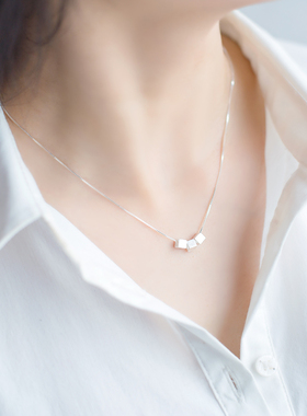 韩版拉丝方块甜美风短款锁骨链