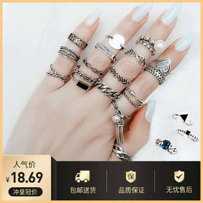 S925纯银食指戒指女士日韩简约潮人开口指环生日礼物百搭银饰品