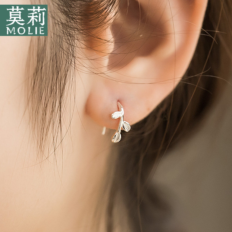 树叶耳环女设计师手工925纯银耳饰橄榄枝简约耳坠耳钉女气质韩国,饰品/流行首饰/时尚饰品新,耳环,淘宝优惠券,粉丝福利购,淘宝优惠卷