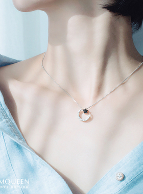 闪钻组合月牙星星月亮S925纯银项链锁骨链 百搭气质礼物女 包邮
