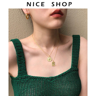 簡(jiǎn)約chic NICE925純銀ins復(fù)古人像硬幣項(xiàng)鏈 金幣銀幣錢(qián)幣鎖骨鏈女
