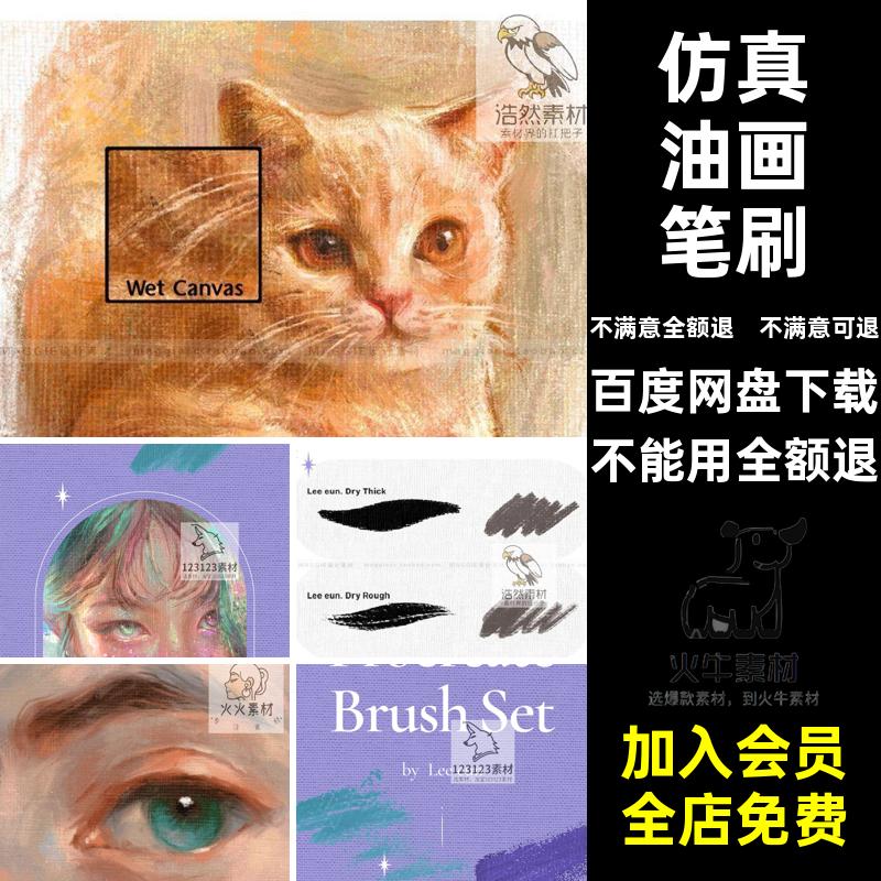 平板笔刷LEE涂油画纹理Procreate画笔插画仿真丙烯颜料介质EUN