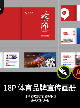 红色体育品牌宣传画册AI18p企业18P公司简介模板体育运动手册CDR