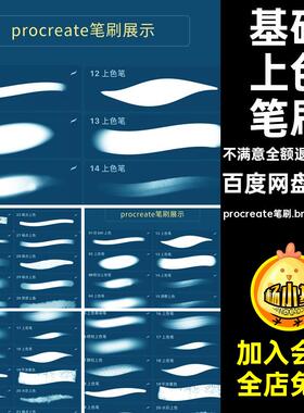 软边平涂着色笔刷仿procreate笔刷.brushset格式基础过渡质感颗粒