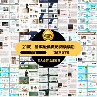 鲁滨逊漂流记读书课件模板读后名著文学赏析阅读经典导会分享PPT