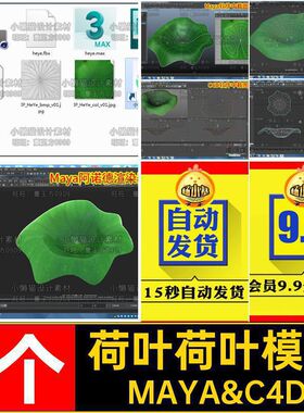 1个荷叶模型素材cfbxblenerobjmaxMAYA&C4DMaya植物blenerblener