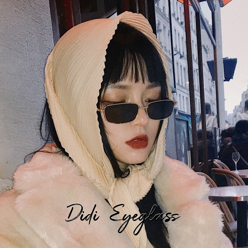 韩版原宿复古小框方形金属眼镜男女ins潮太阳镜港风小脸近视墨镜