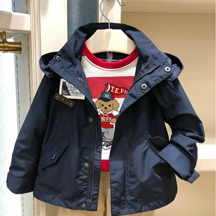 清春秋款围尼小熊男童夹克外套风衣双层短款儿童宝宝童装验货品质