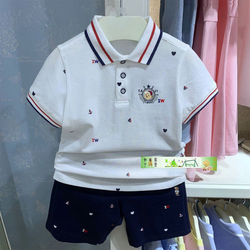 清仓夏款男童装海军风印花