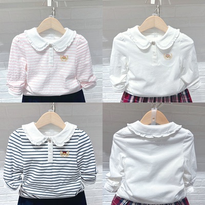 特惠秋季新款围尼小熊纯棉女童儿童纯棉三色长袖T恤验货品质