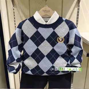 秋冬款 套头外套验货品质 围尼小熊男童毛衣加厚针织羊毛衫