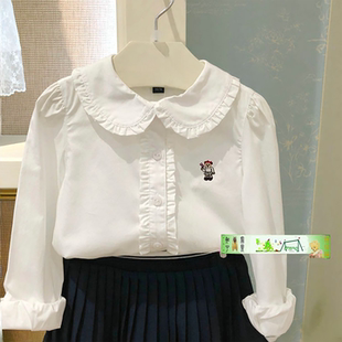 清仓夏春秋款围尼小熊女童装衬衣长袖纯棉衬衫儿童宝宝验货品质