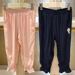 白菜价春夏薄款女孩儿童宝宝收口运动裤束脚九分长防蚊裤验货品质