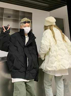 NECOYEP原创 2025新款冬季羽绒服男美式潮牌情侣黑色加厚冬装外套