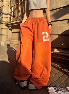NECOYEP 美式复古渐变阔腿弯刀卫裤男女宽松休闲慵懒垂感拖地长裤