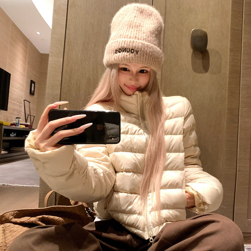 NECOYEP 美式复古排骨纹立领羽绒服男女秋冬宽松百搭防寒保暖外套