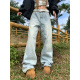 男女宽松百搭显瘦长裤 高街水洗做旧直筒牛仔裤 潮 2025美式 NECOYEP