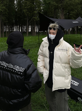 NECOYEP冬季PU皮面包服立领棉服男加厚女情侣棉衣百搭外套棉袄潮