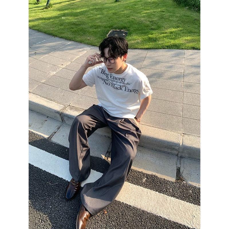NECOYEP美式胸前字母印花短袖T恤男女夏季宽松休闲百搭打底上衣