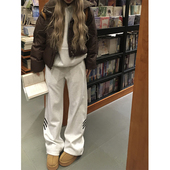 情侣潮牌宽松直筒长裤 复古三条杠抽绳运动卫裤 子 2025美式 NECOYEP