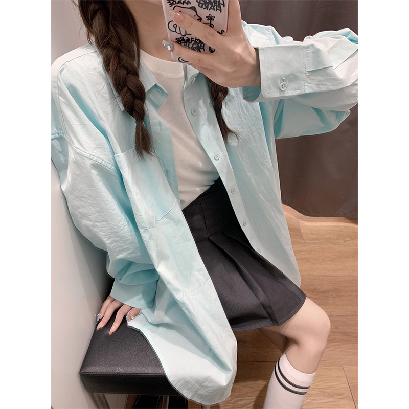 NECOYEP春季纯色长袖衬衫