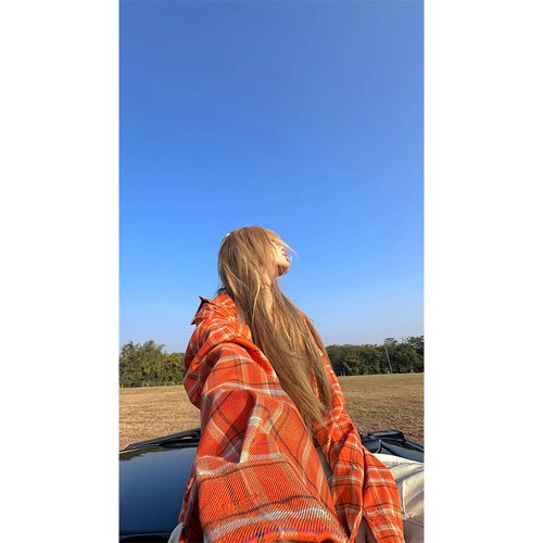 NECOYEP原创自制2025春季新款美式格纹长袖衬衫男女宽松休闲外套