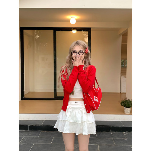 NECOYEP2025复古芭蕾风褶皱蓬蓬裙半身裙女显瘦修身百搭蛋糕短裙