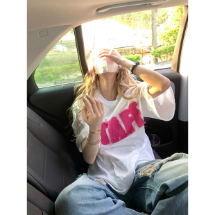 字母贴布短袖 美式 高街潮牌男女宽松百搭印花t恤 2025夏季 NECOYEP