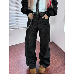 NECOYEP 2025美式cleanfit原牛直筒牛仔裤赤耳窄幅红边微喇长裤