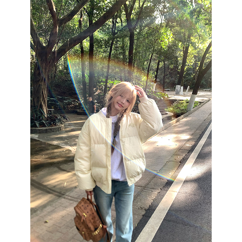 NECOYEP 2025冬季美式简约轻薄保暖羽绒服男女宽松百搭面包服外套