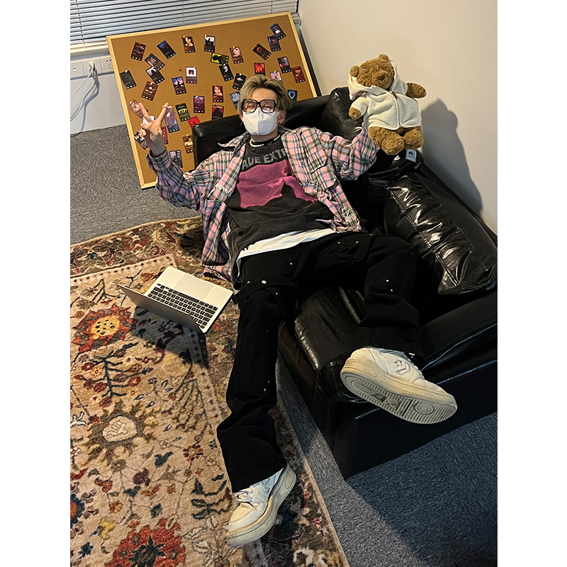 美式复古格纹衬衫宽松潮牌