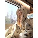 NECOYEP 美式复古狗狗满印连帽开衫卫衣男女春秋宽松休闲百搭外套