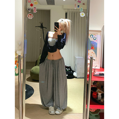 NECOYEP 美式简约基础款垂感抽绳卫裤男女宽松百搭休闲运动长裤