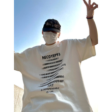 NECOYEP原创2025夏季美式高街重磅潮牌宽松百搭字母印花短袖t恤男