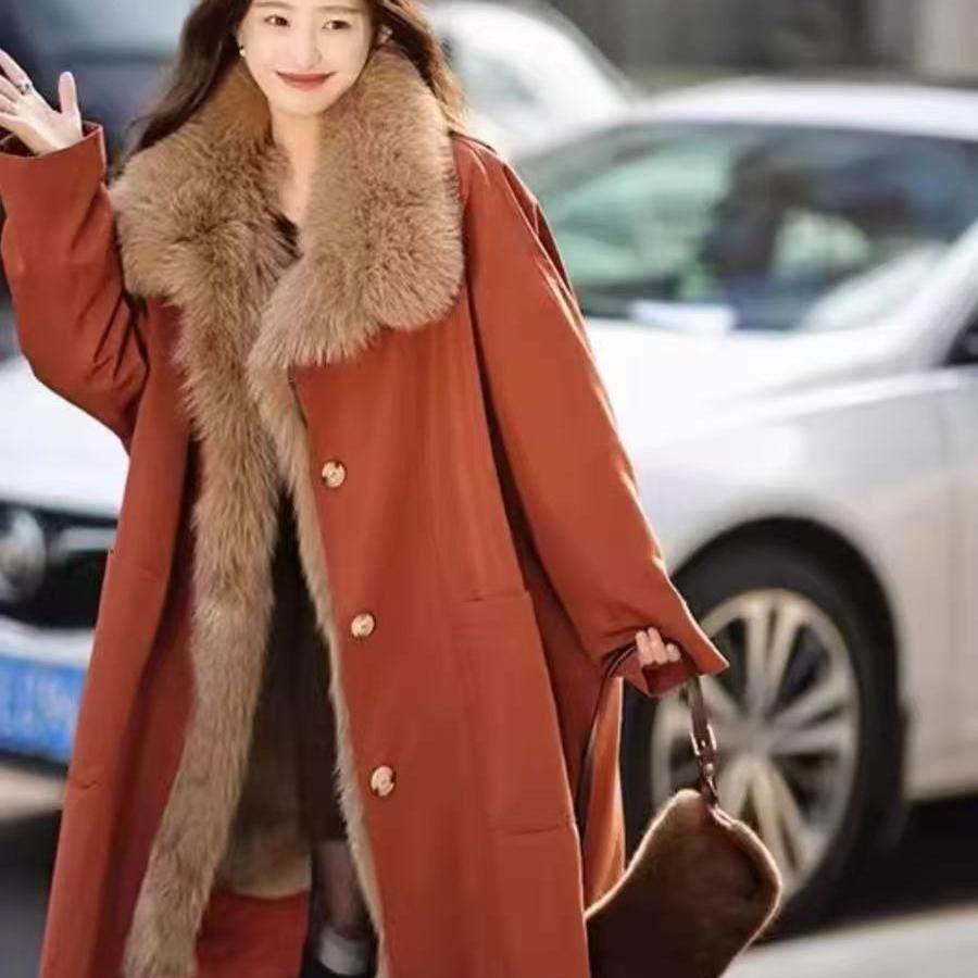 冬可拆卸派克服外套女冬季新款加绒加厚皮草外套爆款洋气冬天装