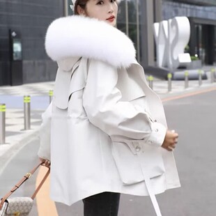 江誉新款海宁皮草女士派克服真獭兔毛内胆狐狸毛领女士皮草外套