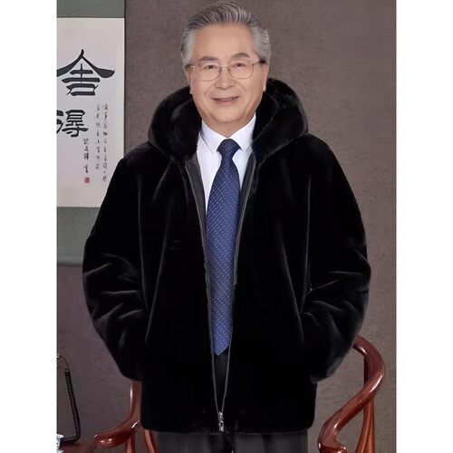江誉海宁男士皮草老板补贴冬季男士加厚御寒商务保暖外套爸爸装