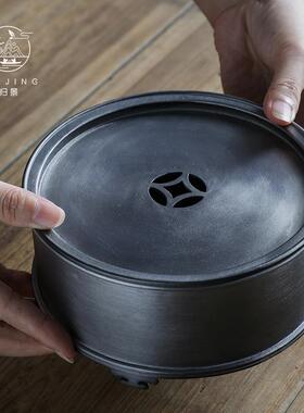 归景丨锡茶盘茶船复古干泡禅意壶承垫壶潮汕工夫茶泡蓄水托盘茶具