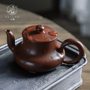 归景丨陈腐朱泥丨潮州手拉壶纯手工朱泥紫砂壶君德全手工紫砂壶