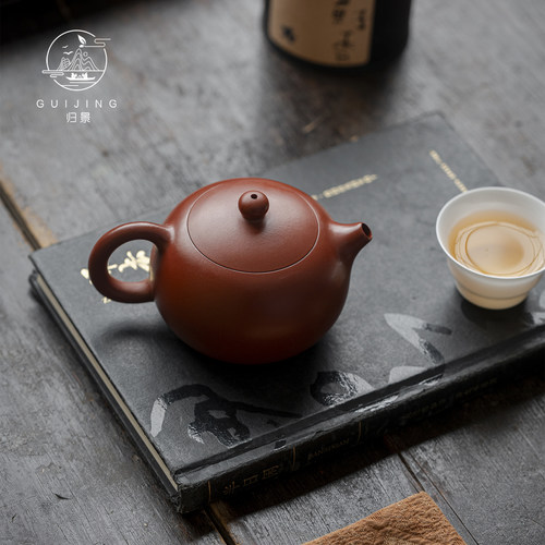 归景丨圆西施丨潮州朱泥手拉壶紫砂壶泡茶壶手工冲罐高端原矿潮汕