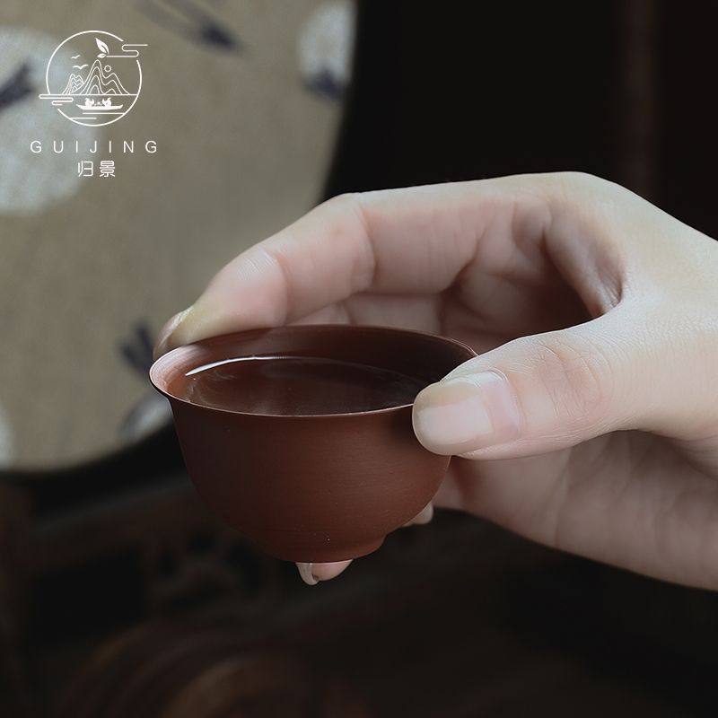 潮汕朱泥茶杯功夫茶杯紫砂红泥可养手工品茗杯中式复古小杯,餐饮具,茶杯,淘宝优惠券,粉丝福利购,淘宝优惠卷