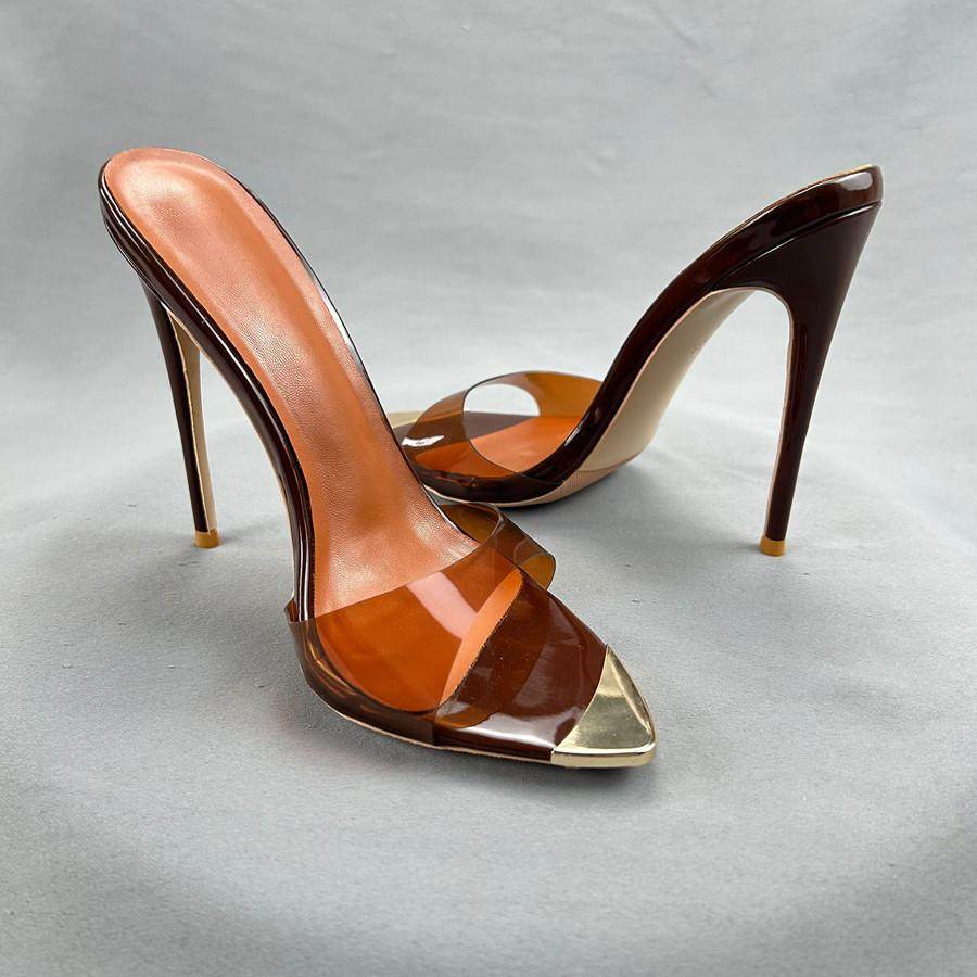 欧美12cm女细跟露趾半拖简约透明pvc一字拖凉鞋紫色仙女风格拍照,女鞋,一字拖,淘宝优惠券,粉丝福利购,淘宝优惠卷