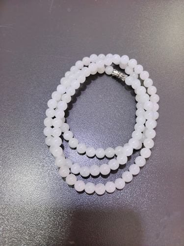 天然翡翠A货项链圆珠卡6mm白月光冰透感时尚送女友玉石项链108颗