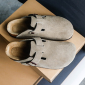 BOKU春秋勃肯鞋 boston 包头复古真皮软木厚底日系男女博肯半拖鞋