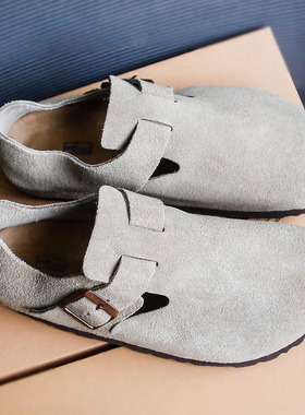 外贸货Boku勃肯厚底翻毛皮真皮全包跟复古日系男女休闲软木博肯鞋