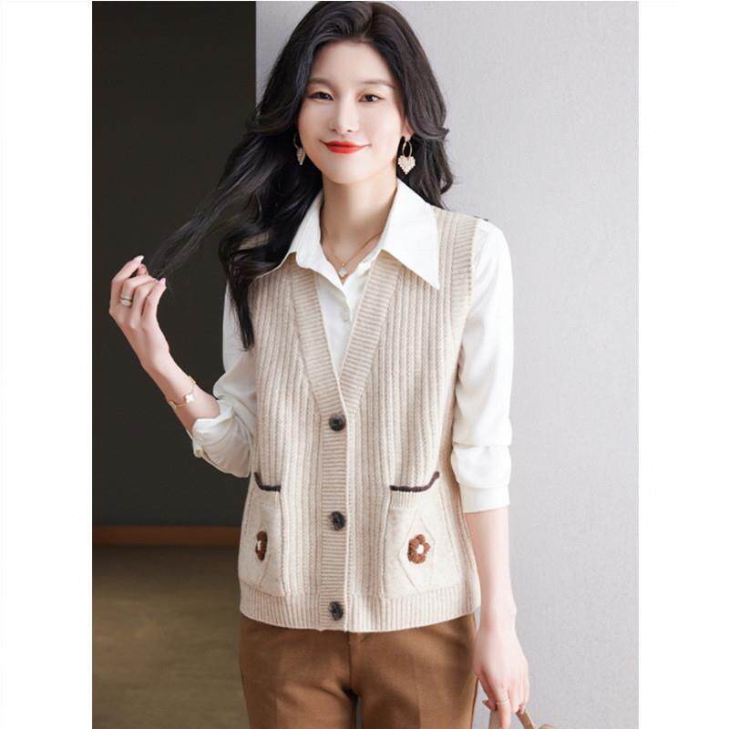 针织马甲女春秋2025新款学院风女士毛衣背心外搭洋气时髦马夹外穿