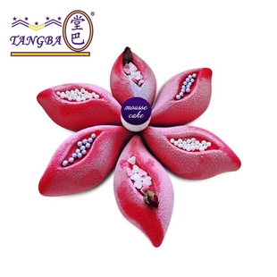 tangba堂巴 6连豆荚花瓣慕斯矽胶模 TB0566 花蕾花朵蛋糕模具