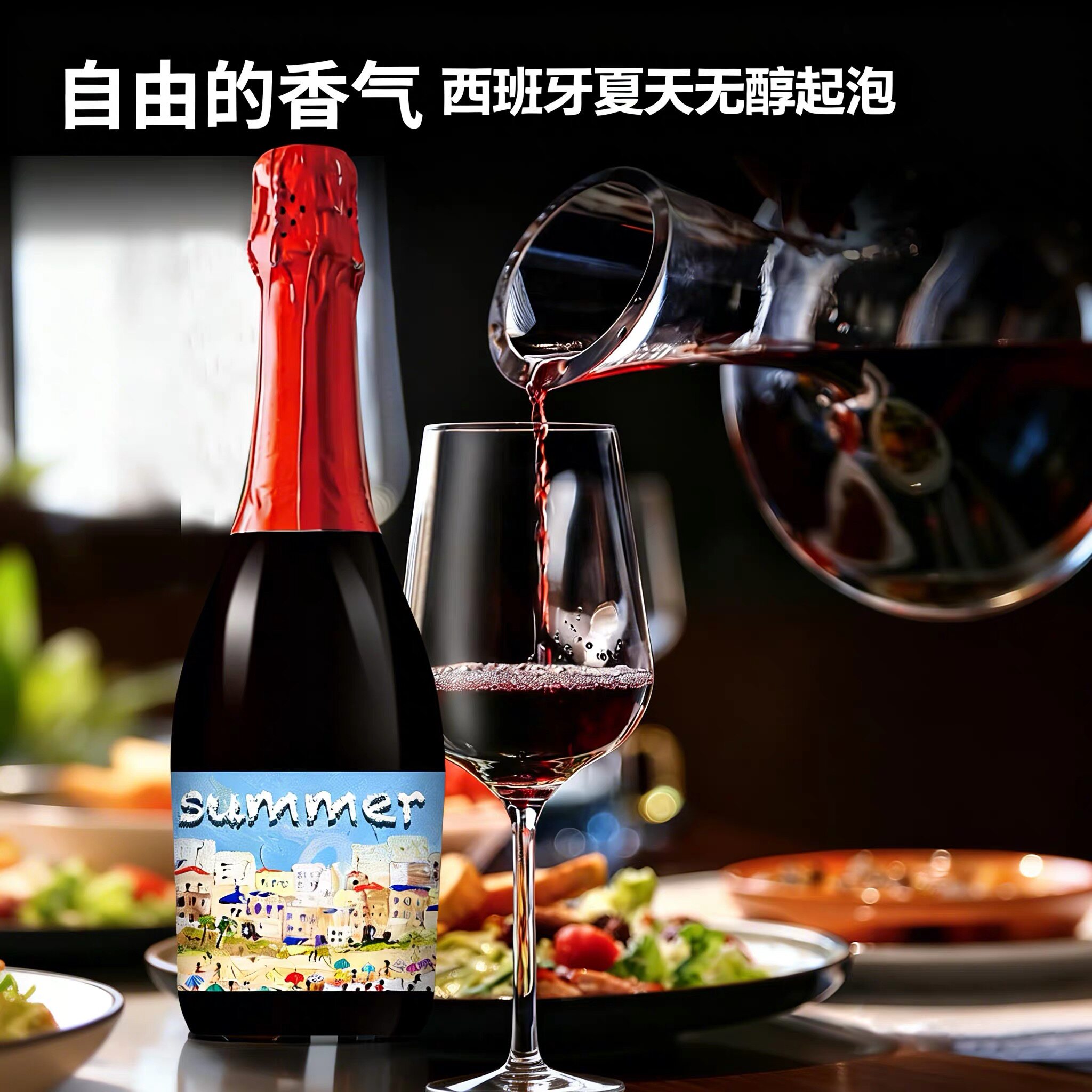 西班牙进口夏梦无醇红起泡葡萄汁整箱无酒精家庭聚会宴席聚会饮品