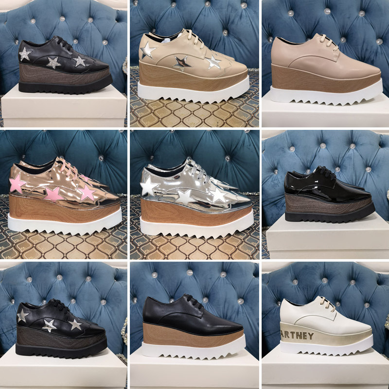 High version UMA Stella RV star platform muffin shoes women's high leather platform wedge classic