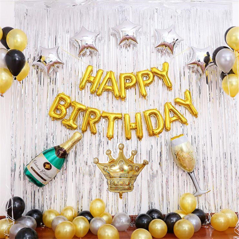 创意生日快乐趴体装饰派对字母铝膜气球浪漫惊喜场景布置用品套餐